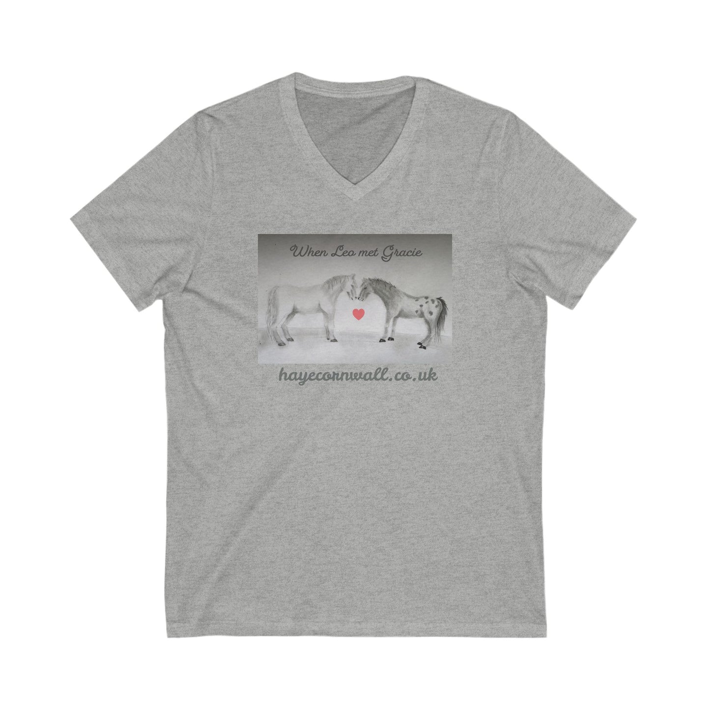 US ONLY Unisex V Neck Tee "When Leo Met Gracie" from Haye Cornwall animal sanctuary