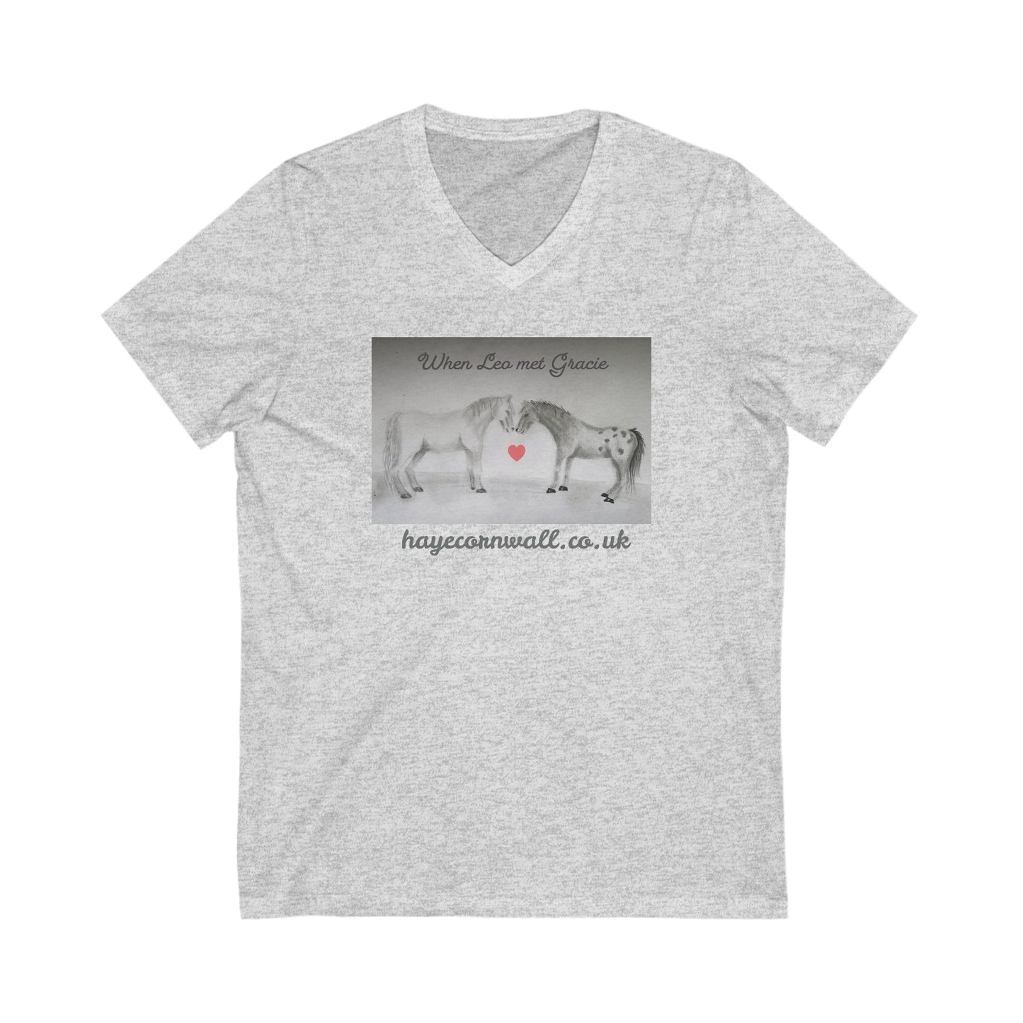 US ONLY Unisex V Neck Tee "When Leo Met Gracie" from Haye Cornwall animal sanctuary