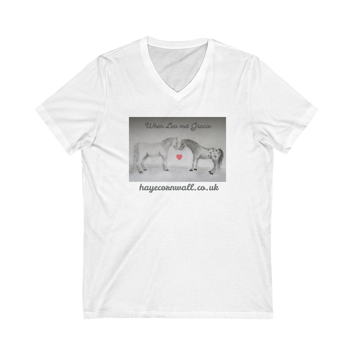 US ONLY Unisex V Neck Tee "When Leo Met Gracie" from Haye Cornwall animal sanctuary