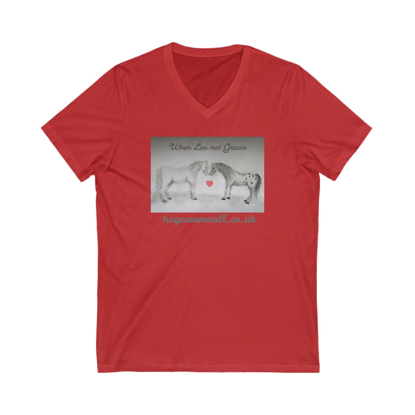 US ONLY Unisex V Neck Tee "When Leo Met Gracie" from Haye Cornwall animal sanctuary